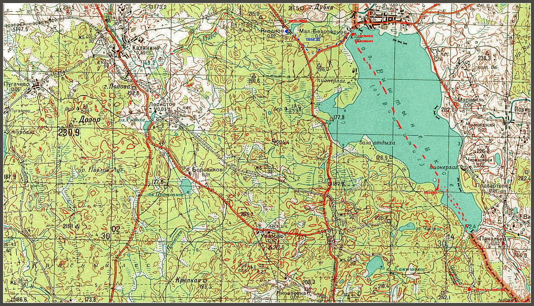 Карта озера виштынец