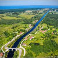 Мост через Полесский канал - аэросъемка по Калининградской Голландии