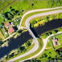 Вид на мост через Полесский канал - аэросъемка по Калининградской Голландии