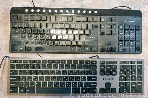 Gembird KB-8420 и DEXP K-203BU расположение клавиш