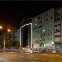 Отель ASIA в ночи - вид от гастронома. Город Баликенсир