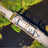 Вид на мост на реке Ржевка - аэросъемка 2 по Калининградской Голландии
